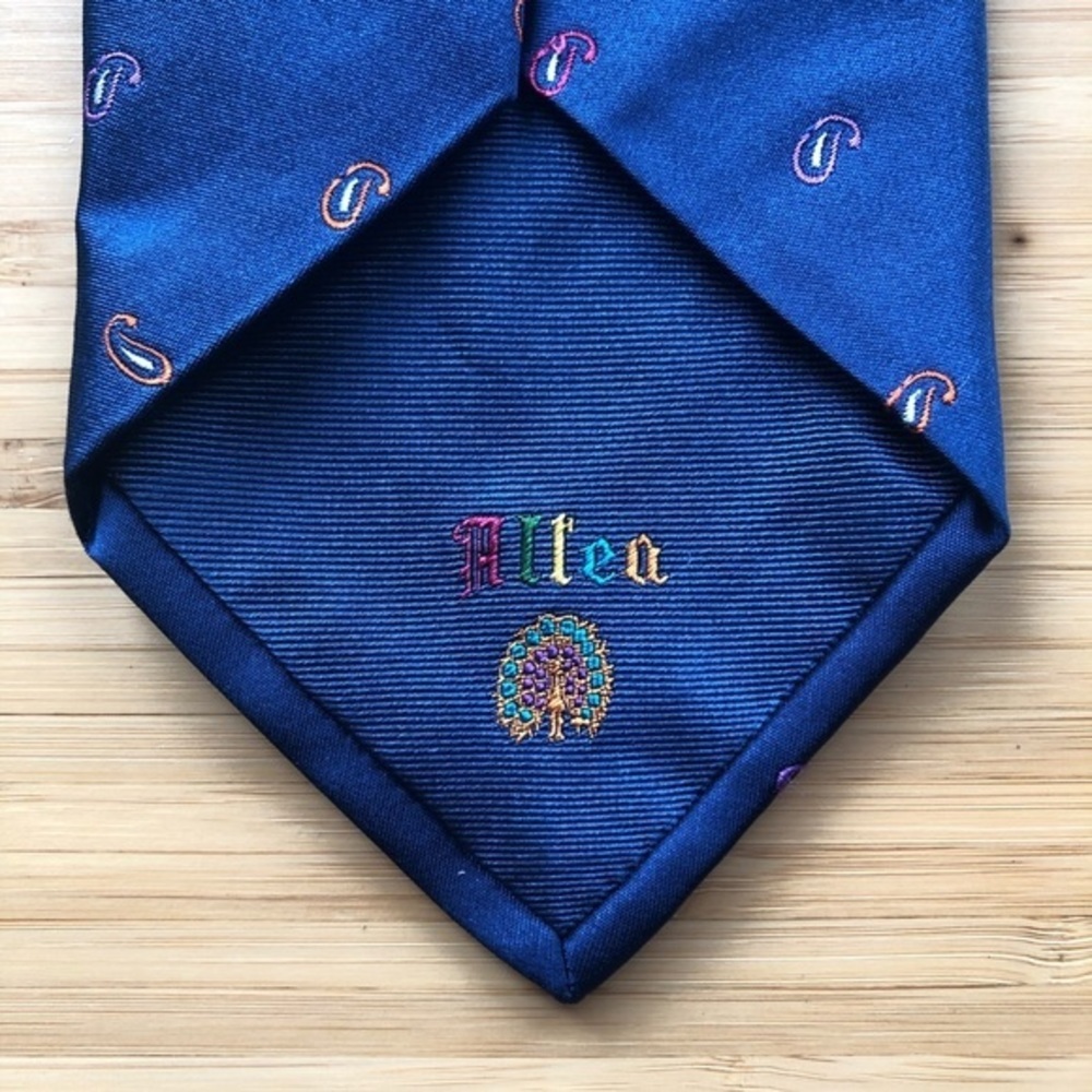 Altea Milano Silk Tie In Rich Dark Blue - Picture 3 of 6